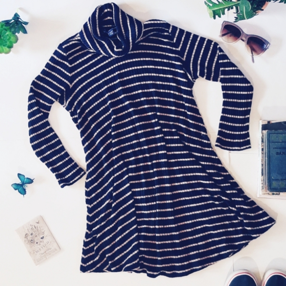 AE | Soft and Sexy Striped Mini Turtleneck Dress